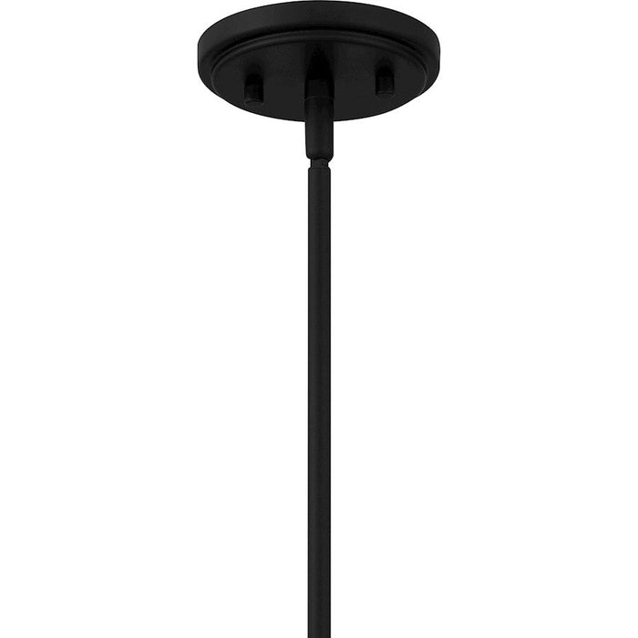 Quoizel Rainier 4 Light Pendant, Matte Black/Multitextured Art Glass