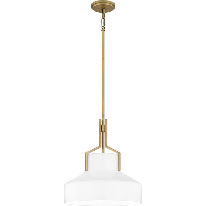 Quoizel Brecken 2 Light Pendant, Aged Brass/Opal Glass