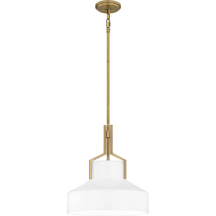 Quoizel Brecken 2 Light Pendant, Aged Brass/Opal Glass