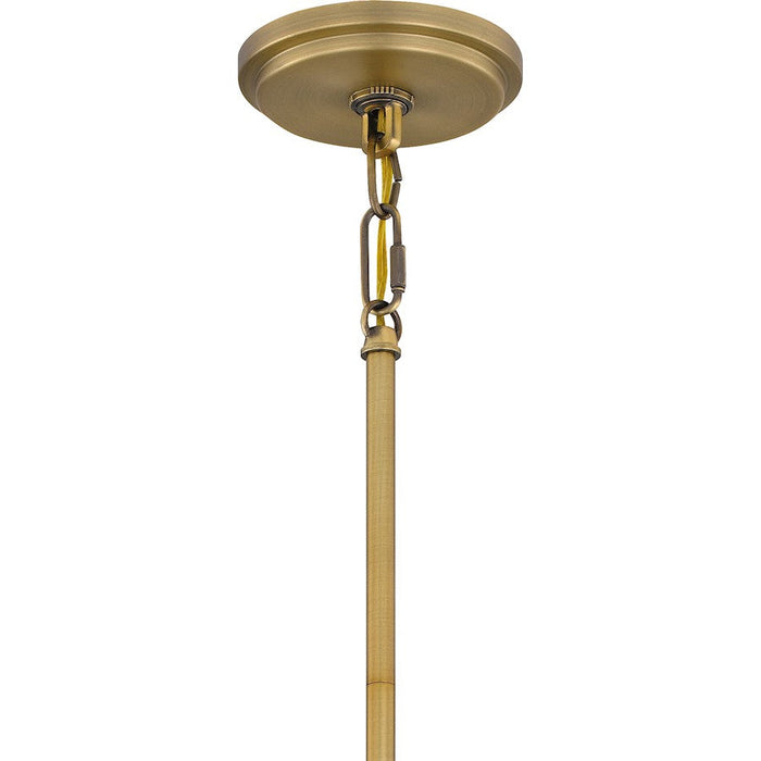 Quoizel Brecken 2 Light Pendant, Aged Brass/Opal Glass