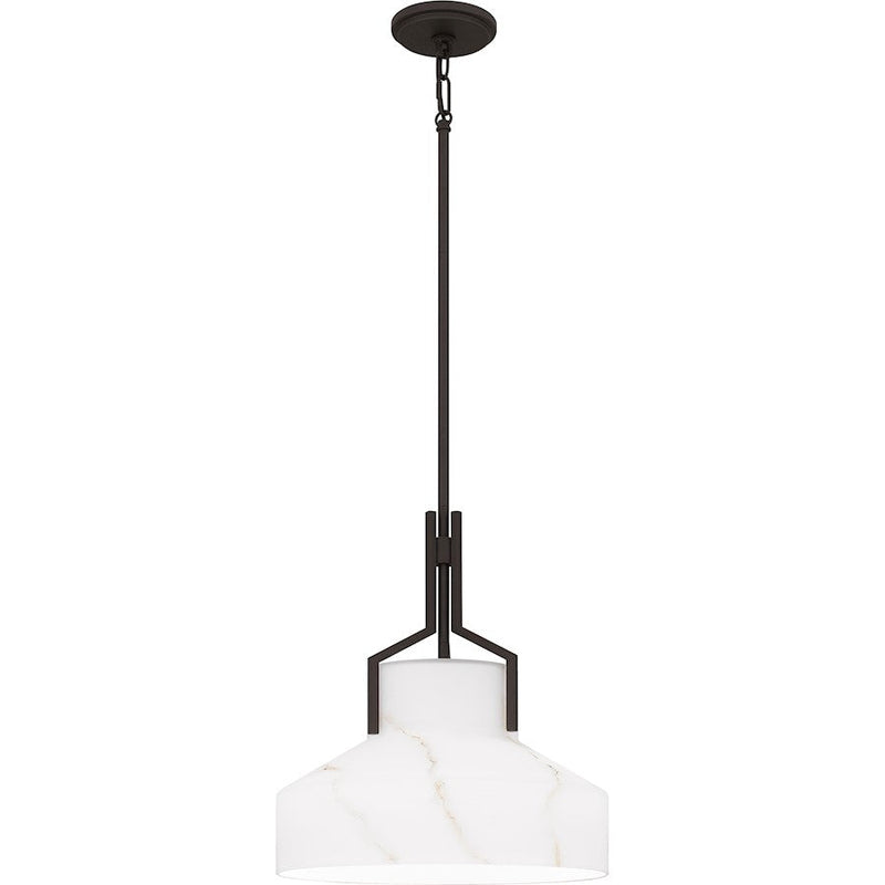 Quoizel Brecken 2 Light Pendant, Old Bronze/Alabaster Glass