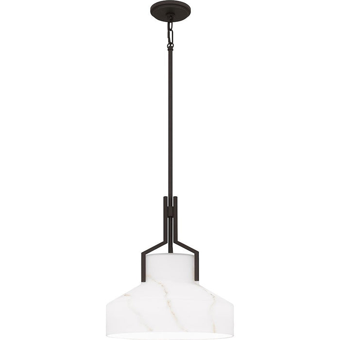 Quoizel Brecken 2 Light Pendant, Old Bronze/Alabaster Glass