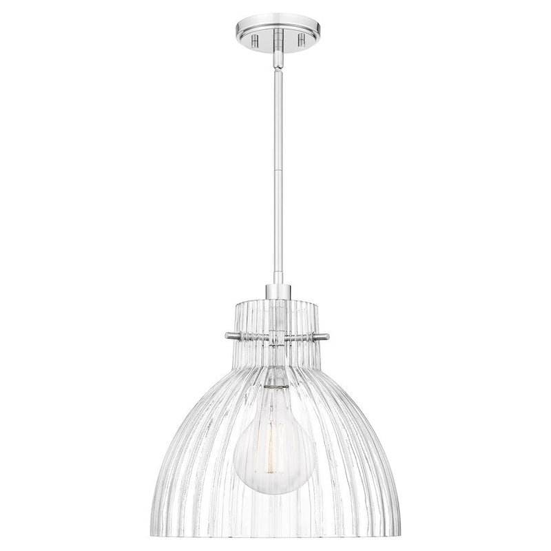 Quoizel Vienna 1 Light Mini Pendant, Polished Chrome/Reeded Shade