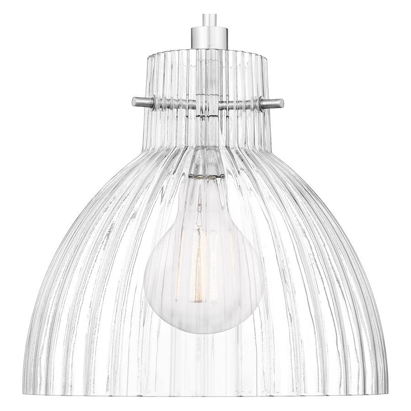 Quoizel Vienna 1 Light Mini Pendant, Polished Chrome/Reeded Shade