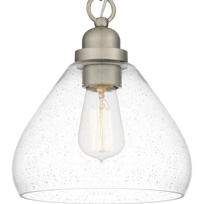 Quoizel Laughlin 1 Light Mini Pendant, Brushed Nickel/Clear Seedy