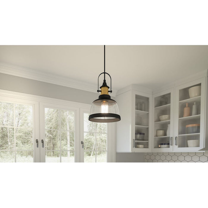 Quoizel Warnock 1 Light Mini Pendant, Black/Clear/Black Trim - QPP5639MBK