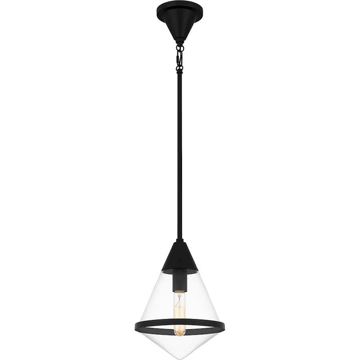 Quoizel Hidalgo 1 Light Mini Pendant, Matte Black/Clear Glass - QPP6160MBK