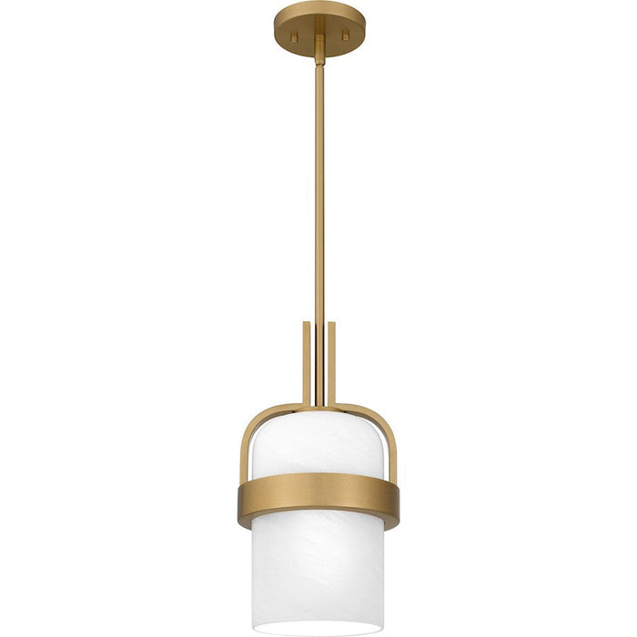 Quoizel Duval 1 Light Mini Pendant, Aged Brass/Alabaster Glass