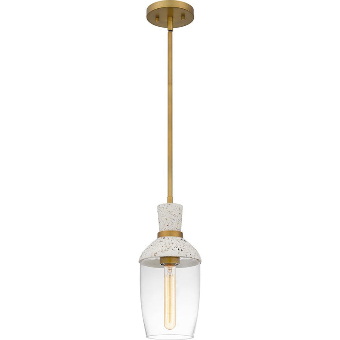 Quoizel Springsteen 1 Light Mini Pendant, Aged Brass/Clear Glass