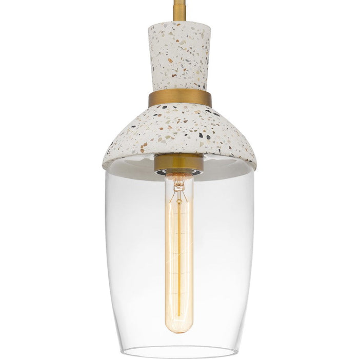 Quoizel Springsteen 1 Light Mini Pendant, Aged Brass/Clear Glass