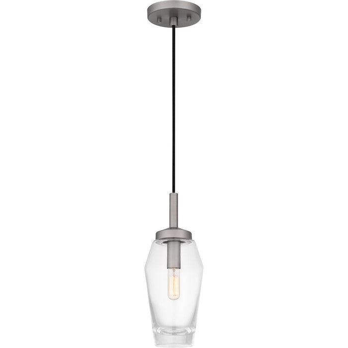 Quoizel Xander 1 Light Mini Pendant, Antique Nickel/Clear Glass