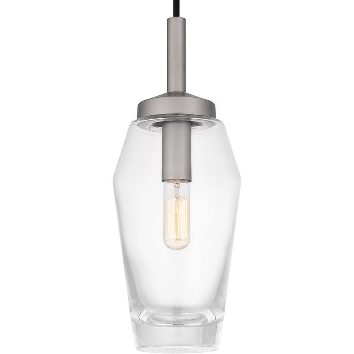 Quoizel Xander 1 Light Mini Pendant, Antique Nickel/Clear Glass