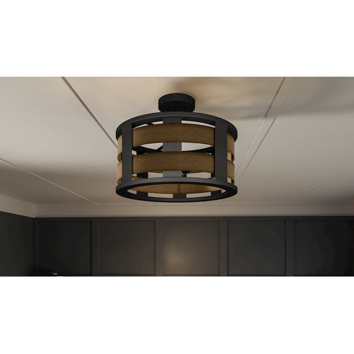 Quoizel Milton 3 Light Semi-Flush Mount, Matte Black