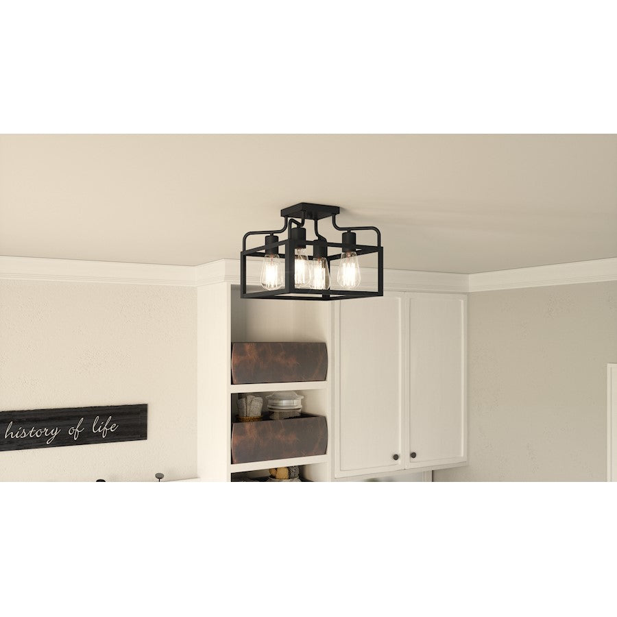 Quoizel Paulsen 4 Light Semi-Flush Mount, Matte Black - QSF5349MBK