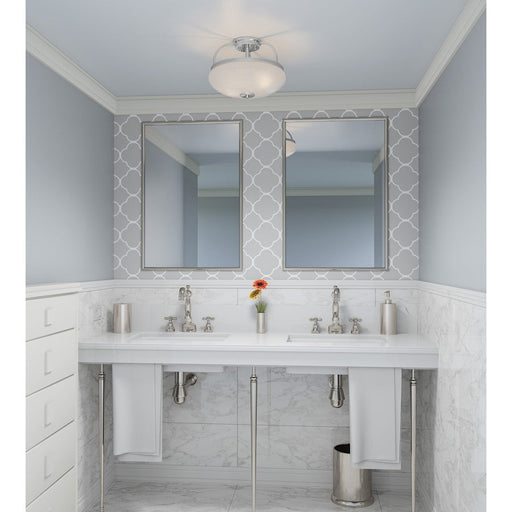 Quoizel Easton 3 Light Semi-Flush Mount, Opal