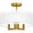 Quoizel Bodnar 3 Light Semi-Flush Mount, Aged Brass/Organza/White