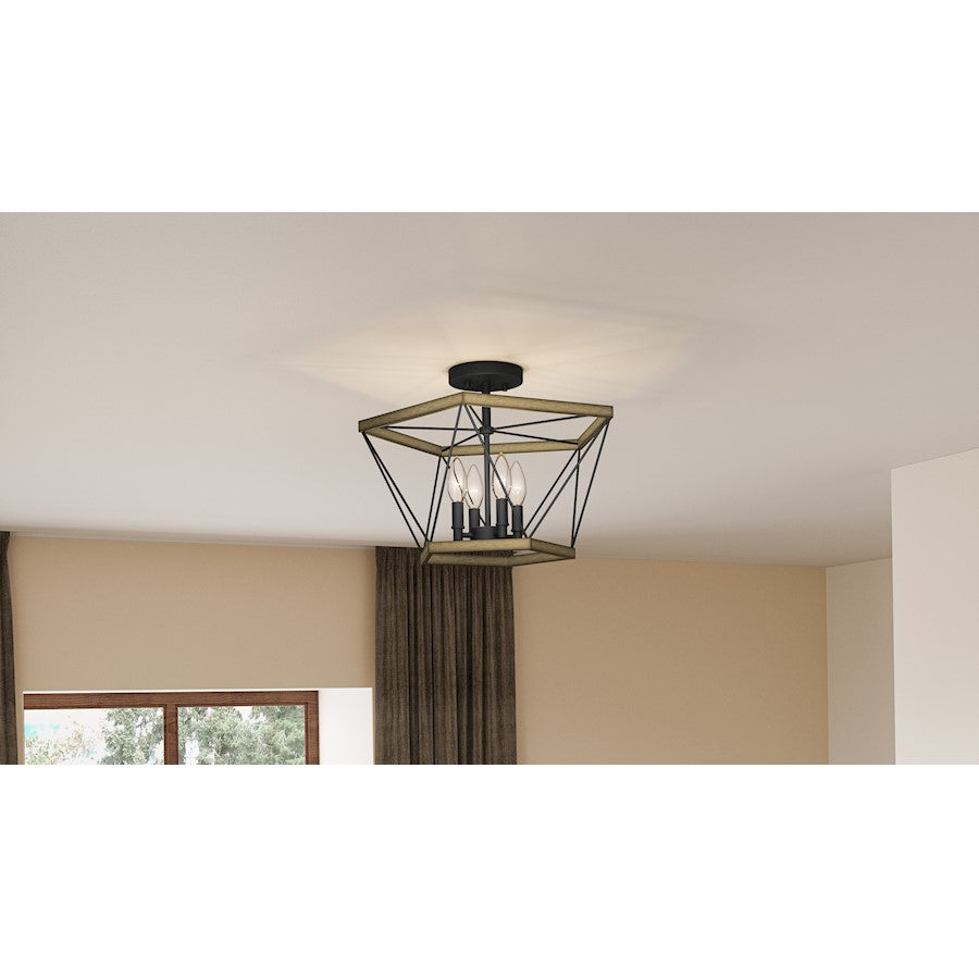 Quoizel Wintergreen 3 Light Semi-Flush Mount, Aged Walnut - QSF5595AWN