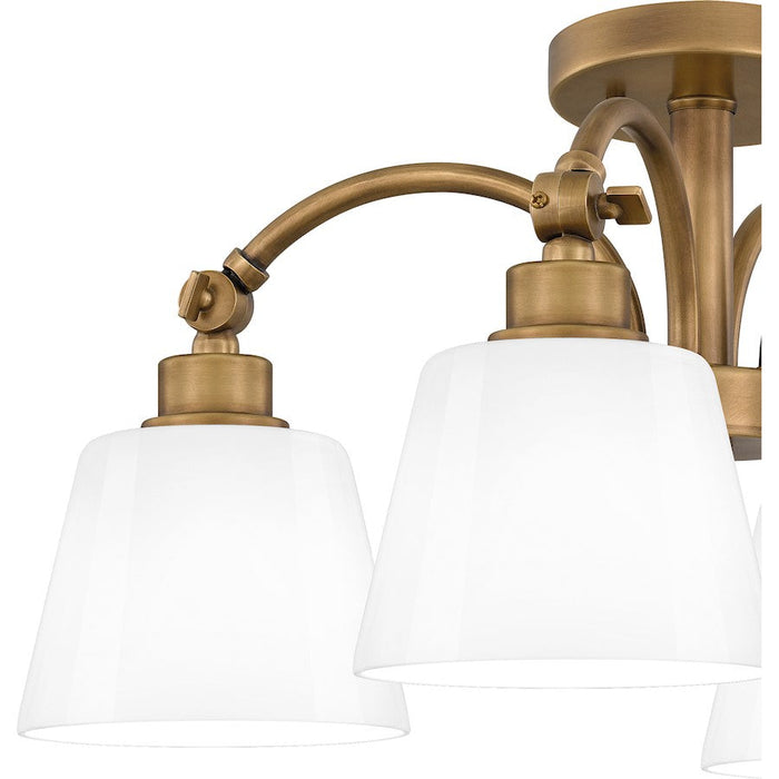 Quoizel Iota 4 Light Semi-Flush Mount, Weathered Brass/Opal Glass