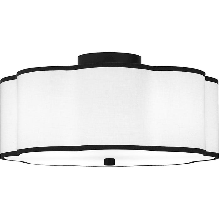 Quoizel Mabry 4 Light Semi-Flush Mount, Matte Black/White Fabric