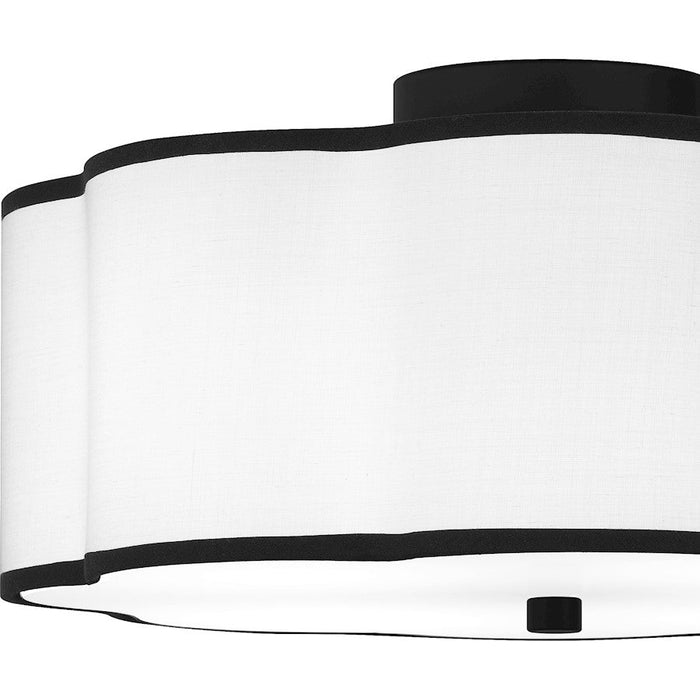 Quoizel Mabry 4 Light Semi-Flush Mount, Matte Black/White Fabric