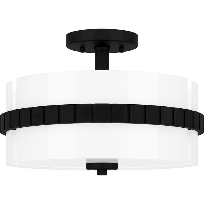 Quoizel Baud 2 Light Semi-Flush Mount, Black/Clear Painted White