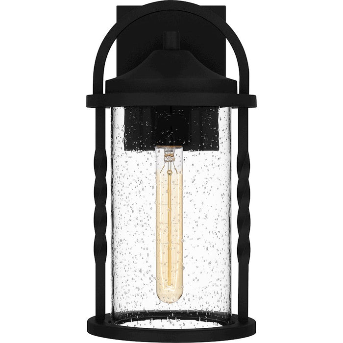 Quoizel Reece 1 Light Outdoor Lantern, Earth Black/Clear Seedy