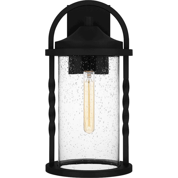 Quoizel Reece 1 Light Outdoor Lantern, Earth Black/Clear Seedy