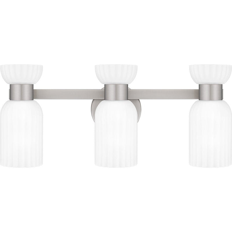 Quoizel Rembrandt 3 Light Bath Light, Nickel/Etched Ribbed