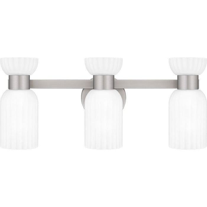 Quoizel Rembrandt 3 Light Bath Light, Nickel/Etched Ribbed