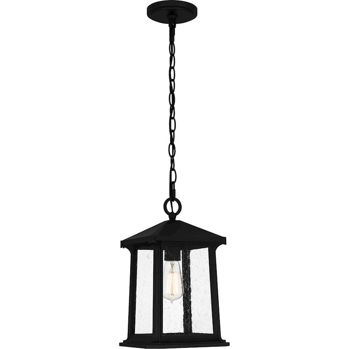 Quoizel Satterfield 1 Light 15" Outdoor Lantern, Black/Clear Seedy