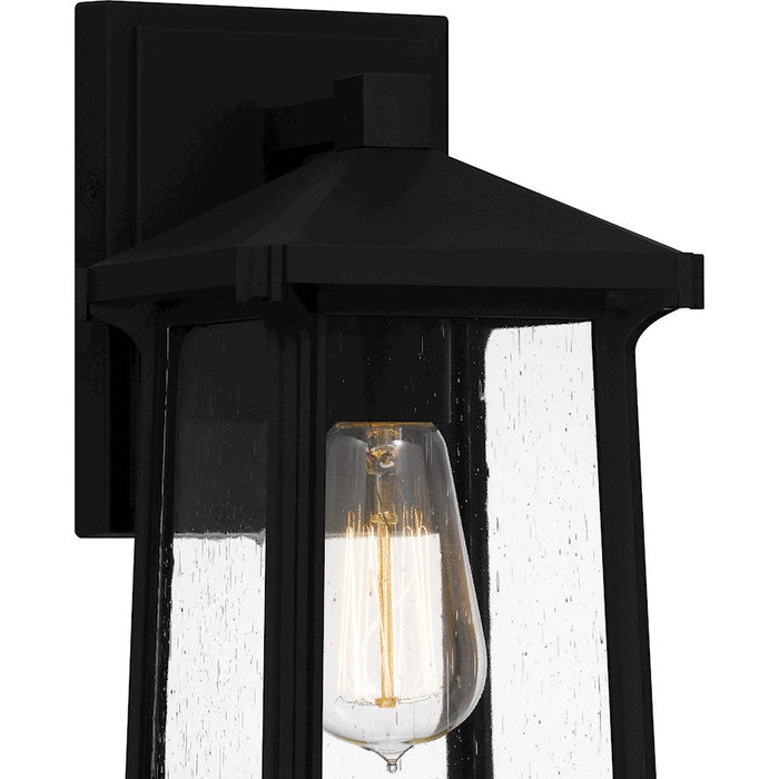 Quoizel Satterfield 1 Light Outdoor Lantern, Black/Clear Seedy