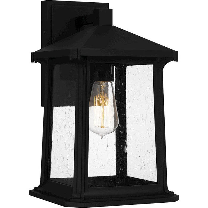 Quoizel Satterfield 1 Light 14" Outdoor Lantern, Black/Clear Seedy - SAT8409MBK