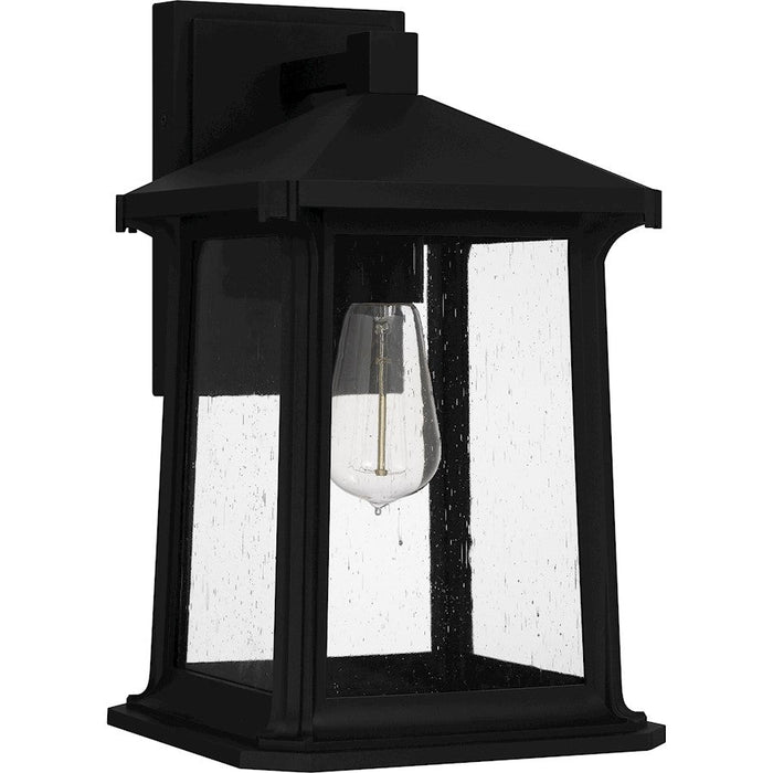 Quoizel Satterfield 1 Light Outdoor Lantern, Black/Clear Seedy