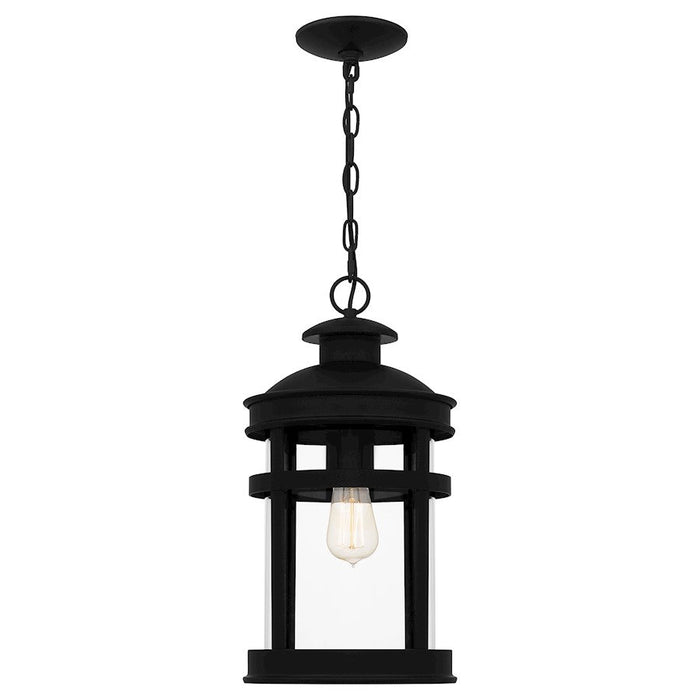 Quoizel Scout 1 Light Mini Pendant, Matte Black/Clear