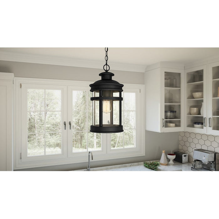 Quoizel Scout 1 Light Mini Pendant, Matte Black/Clear