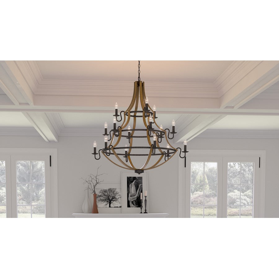 Quoizel Shire 15 Light Chandelier, Rustic Black - SHR5015RK