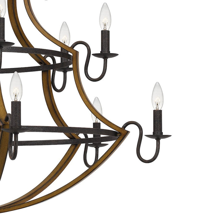 Quoizel Shire 15 Light Chandelier, Rustic Black