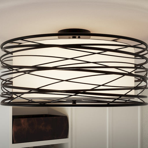 Quoizel Spiral 3 Light Semi-Flush Mount, Mystic Black - SPL1720K