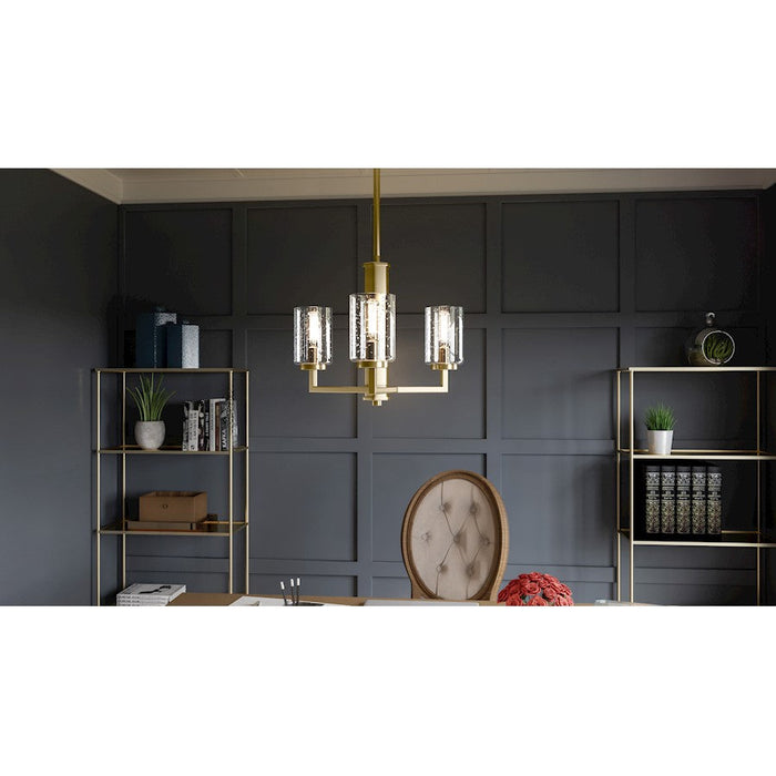 Quoizel Sunburst 3 Light Pendant, Weathered Brass/Clear Seeded