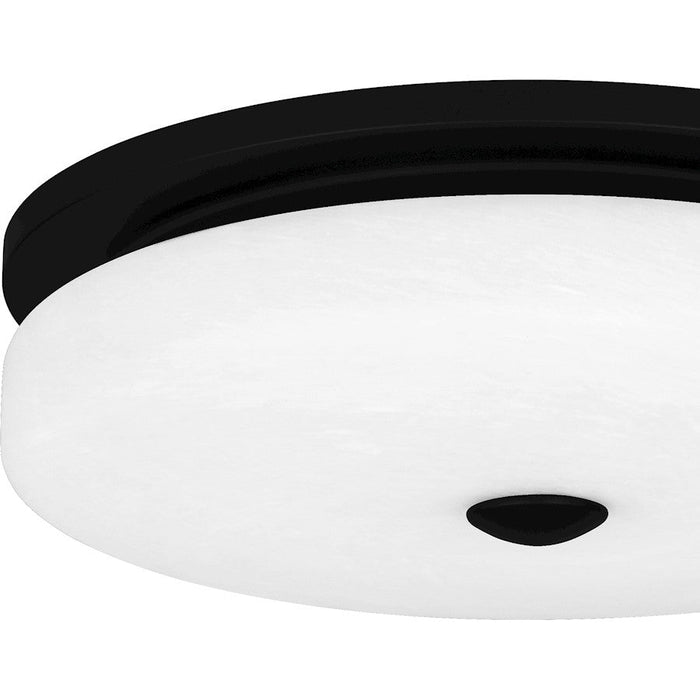 Quoizel Tavani Flush Mount, Matte Black/Alabaster Glass