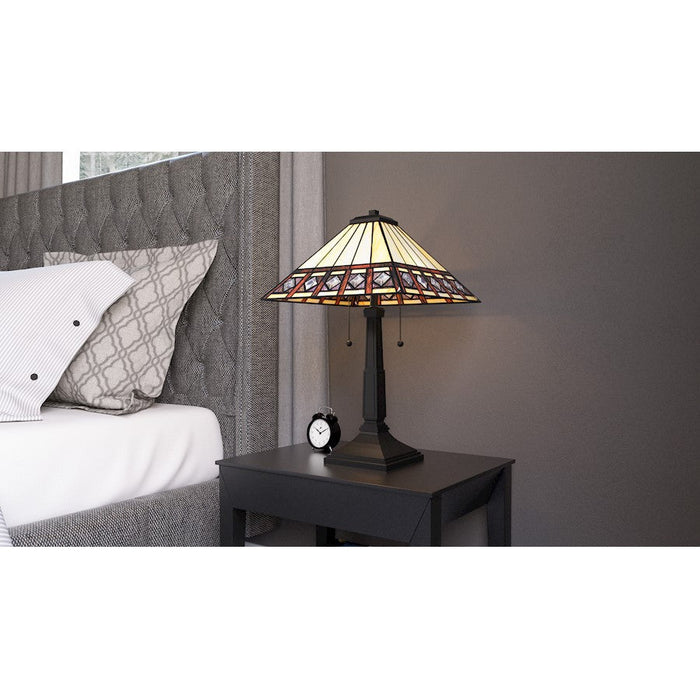 Quoizel Chardonnay 2 Light 23" Table Lamp, Black/Multicolor Art