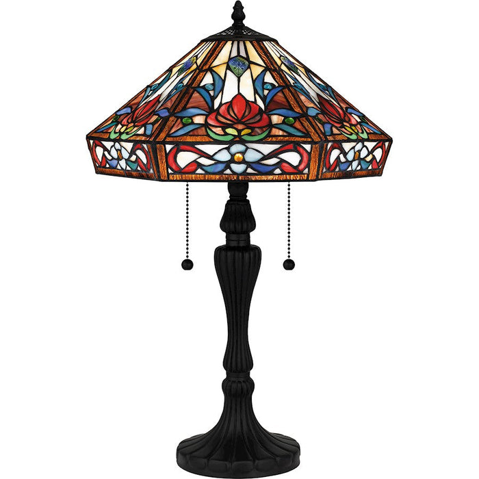 Quoizel Brenner 2 Light 17" Table Lamp, Matte Black/Multicolor Art