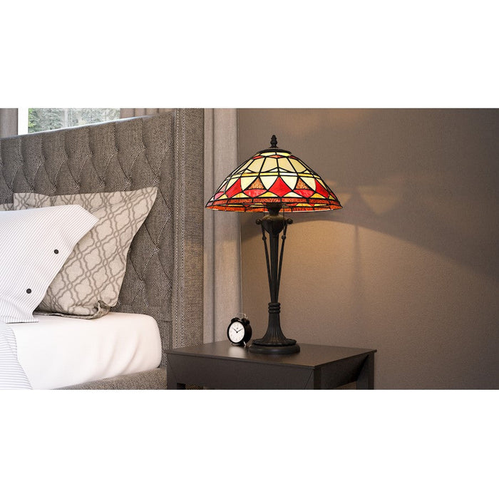 Quoizel Sevilla 2 Light 15" Table Lamp, Matte Black/Multicolor Art