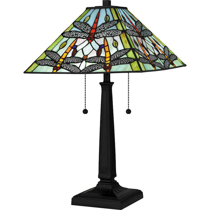 Quoizel Kirkwood 2 Light 23" Table Lamp, Matte Black/Multicolor Art