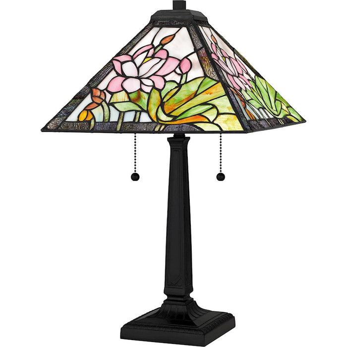 Quoizel Herron 2 Light 23" Table Lamp, Matte Black/Multicolor Art