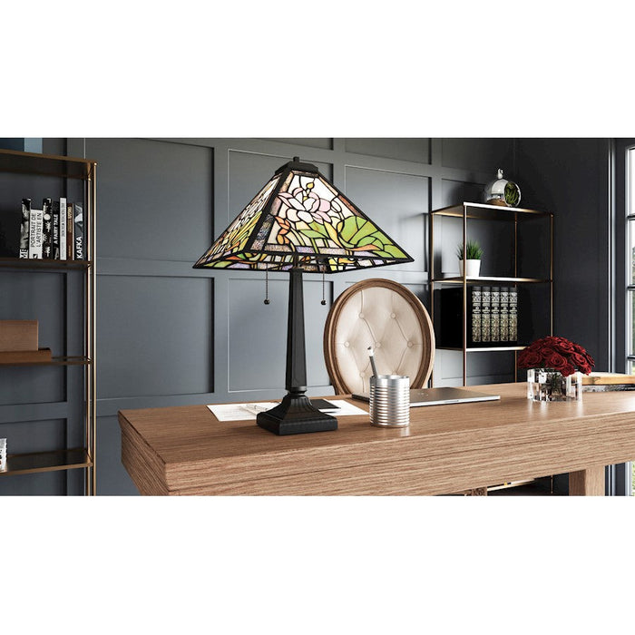 Quoizel Herron 2 Light 23" Table Lamp, Matte Black/Multicolor Art