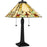 Quoizel Legend 2 Light Table Lamp, Matte Black/Multicolor Art Glass