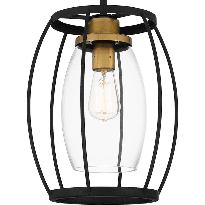 Quoizel Thyme 1 Light Mini Pendant, Earth Black/Clear