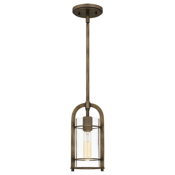 Quoizel Toscana 1 Light Mini Pendant, Statuary Bronze/Clear