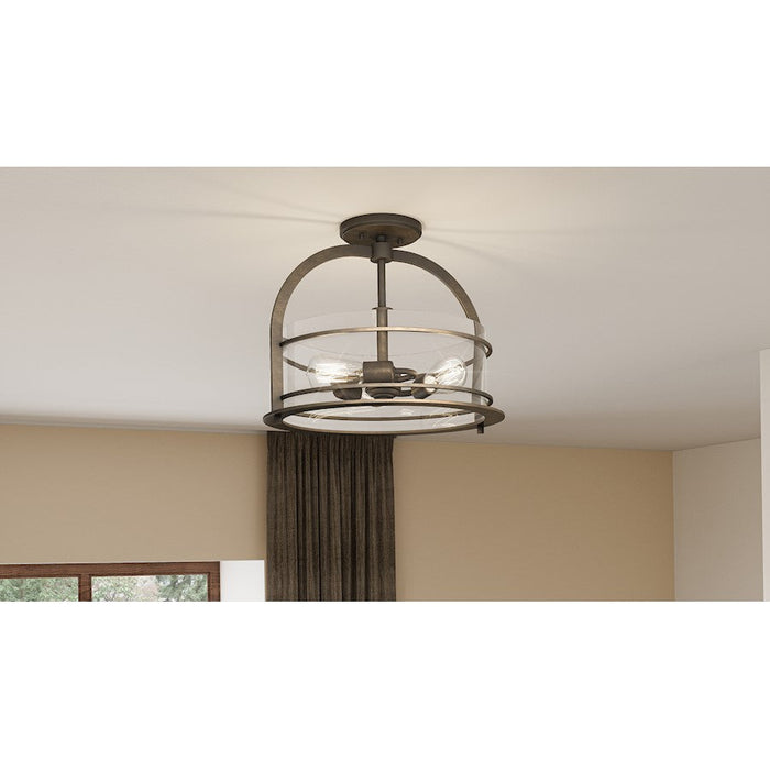 Quoizel Toscana 3 Light Semi-Flush Mount, Statuary Bronze/Clear - TOS1715SU